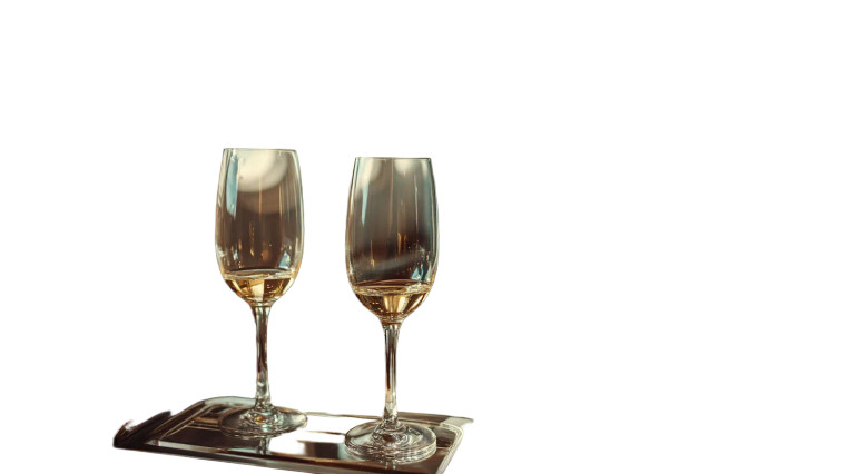 Plane Champagne Glasses Vinyl Car Decal Sticker – Waterproof & UV-Resistant 8"