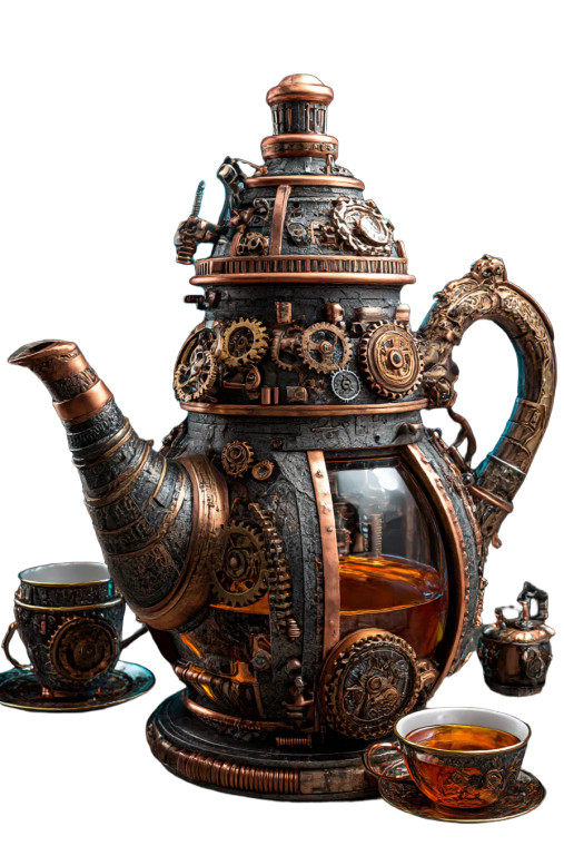 Steampunk Teapot Vinyl Car Decal Sticker – Waterproof & UV-Resistant 8"