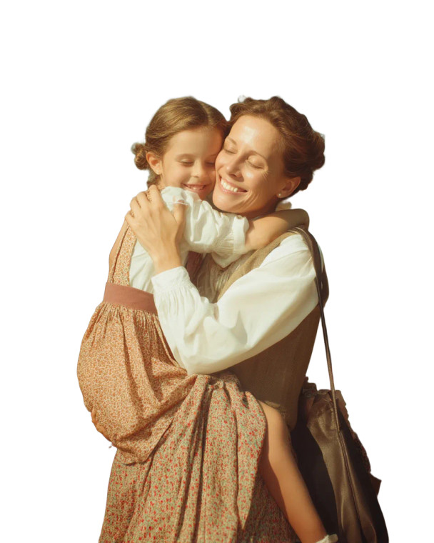 Cheerful Mother Hugging Daughter Vinyl Car Decal Sticker – Waterproof & UV-Resistant 8"