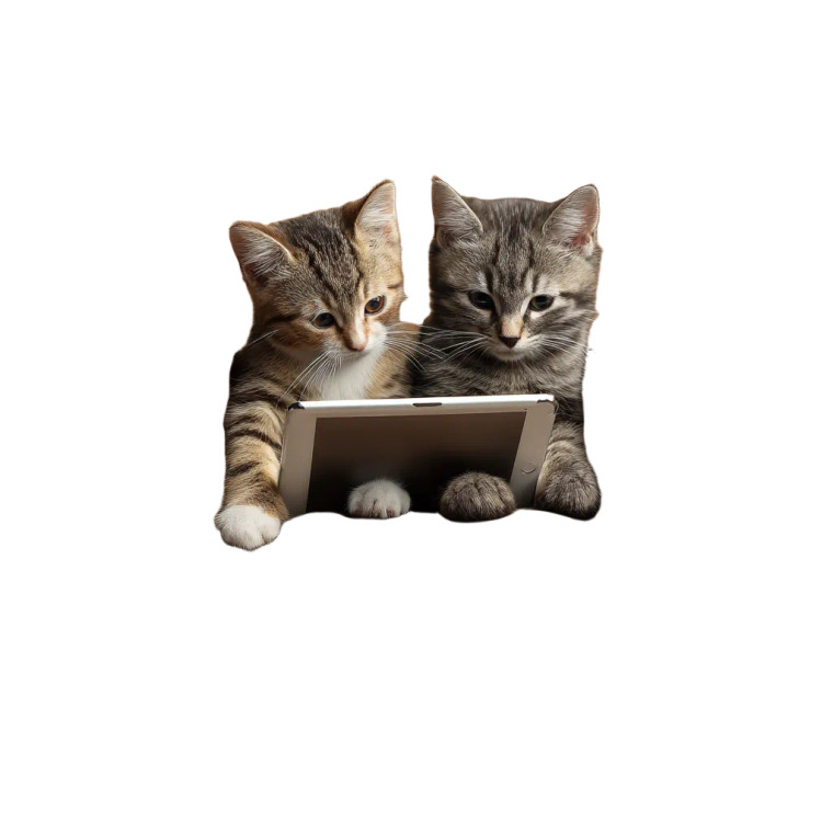 Cute Kittens With Tablet Vinyl Car Decal Sticker – Waterproof & UV-Resistant 8"