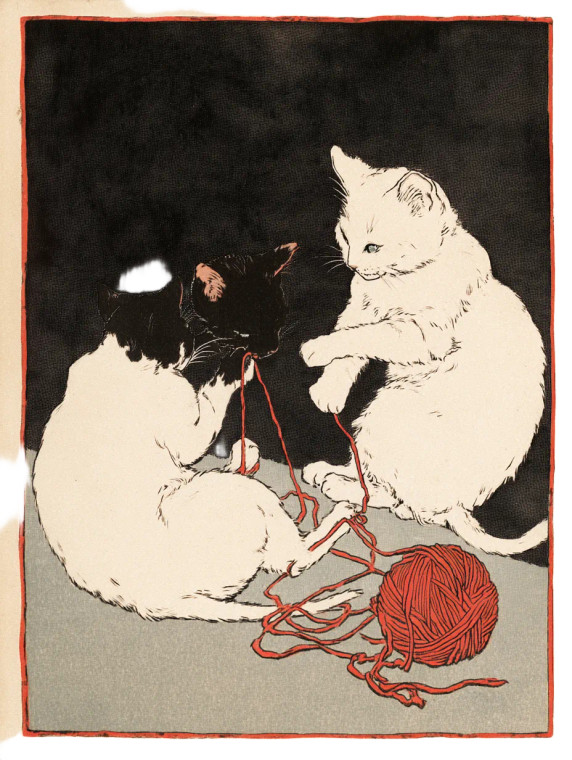 Cats Playing Yarn Vinyl Car Decal Sticker – Waterproof & UV-Resistant 8"