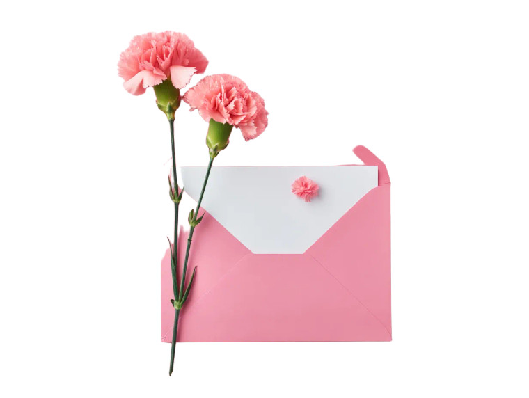 Pink Envelope Flowers Vinyl Car Decal Sticker – Waterproof & UV-Resistant 8"