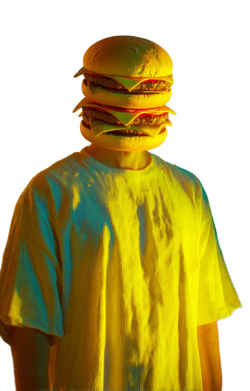 Cheeseburger Head Man Vinyl Car Decal Sticker – Waterproof & UV-Resistant 8"