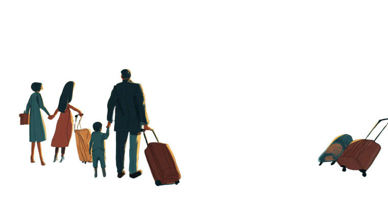 Family At Airport Vinyl Car Decal Sticker – Waterproof & UV-Resistant 8"