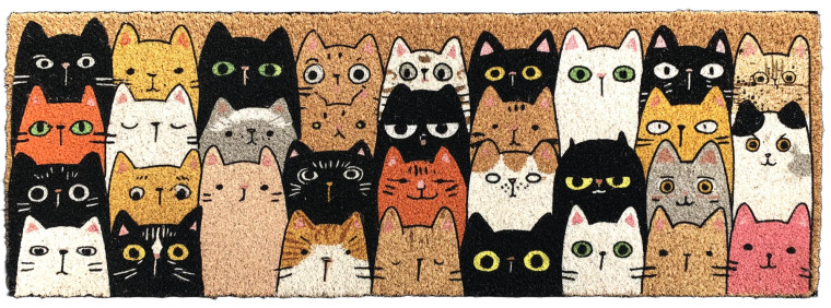 Cute Cat Doormat Vinyl Car Decal Sticker – Waterproof & UV-Resistant 8"