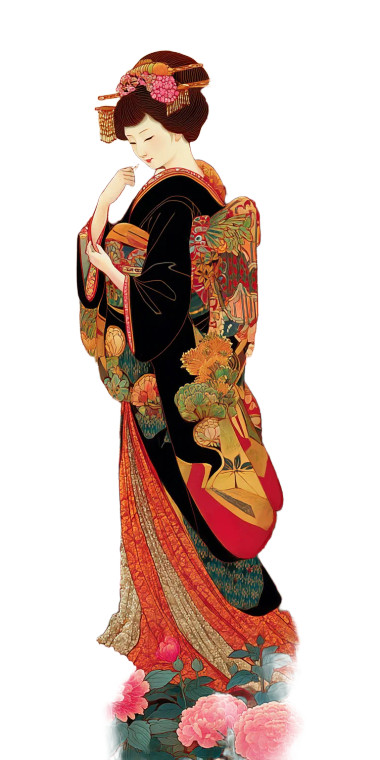 Elegant Kimono Lady Vinyl Car Decal Sticker – Waterproof & UV-Resistant 8"