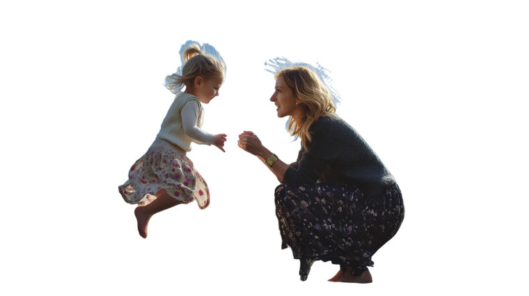 Mother And Child Jumping Vinyl Car Decal Sticker – Waterproof & UV-Resistant 8"