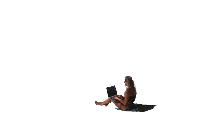 Digital Nomad Beach Vinyl Car Decal Sticker – Waterproof & UV-Resistant 8"