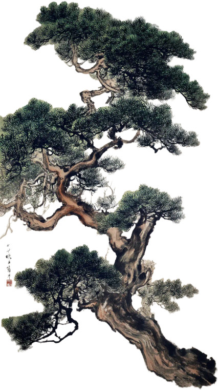 Ancient Pine Painting Vinyl Car Decal Sticker – Waterproof & UV-Resistant 8"