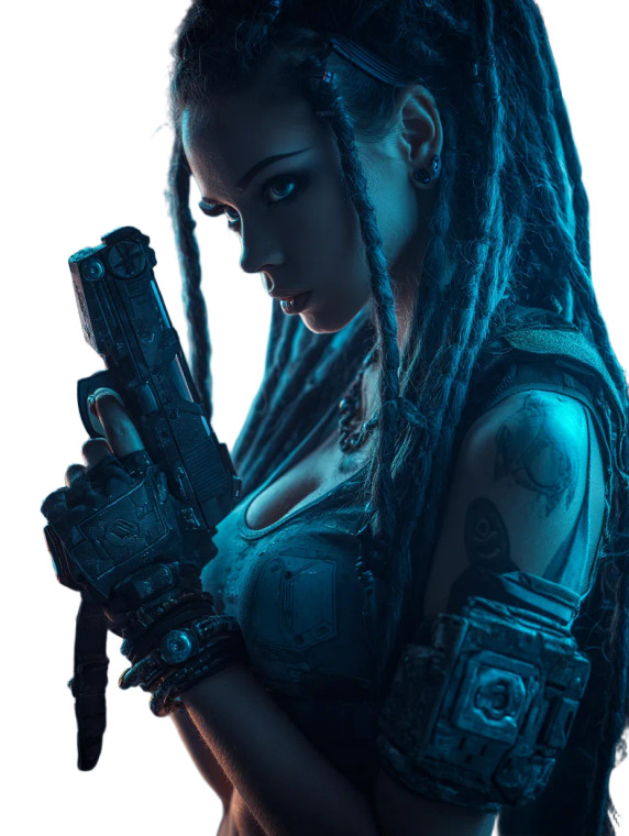 Cyberpunk Warrior Girl V4 Vinyl Car Decal Sticker – Waterproof & UV-Resistant 8"