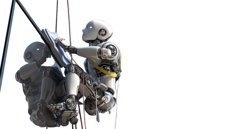 Window Cleaning Robot Vinyl Car Decal Sticker – Waterproof & UV-Resistant 8"