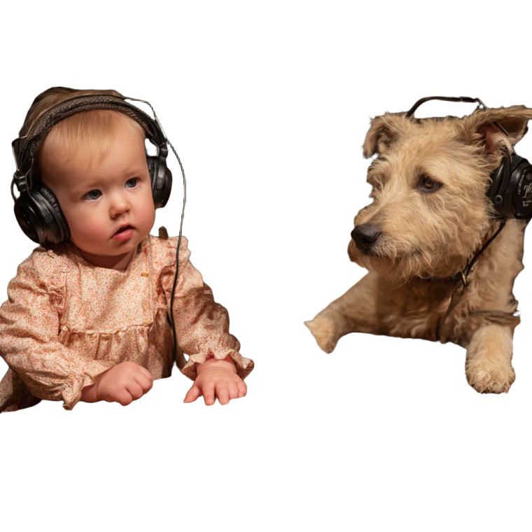 Baby & Dog Podcast Vinyl Car Decal Sticker – Waterproof & UV-Resistant 8"