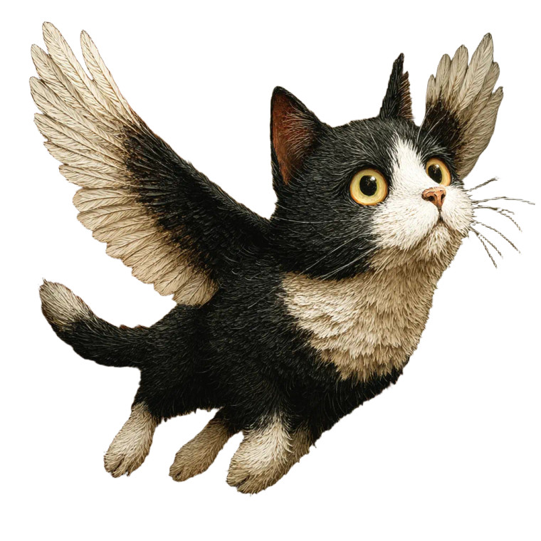 Flying Cat Vinyl Car Decal Sticker – Waterproof & UV-Resistant 8"