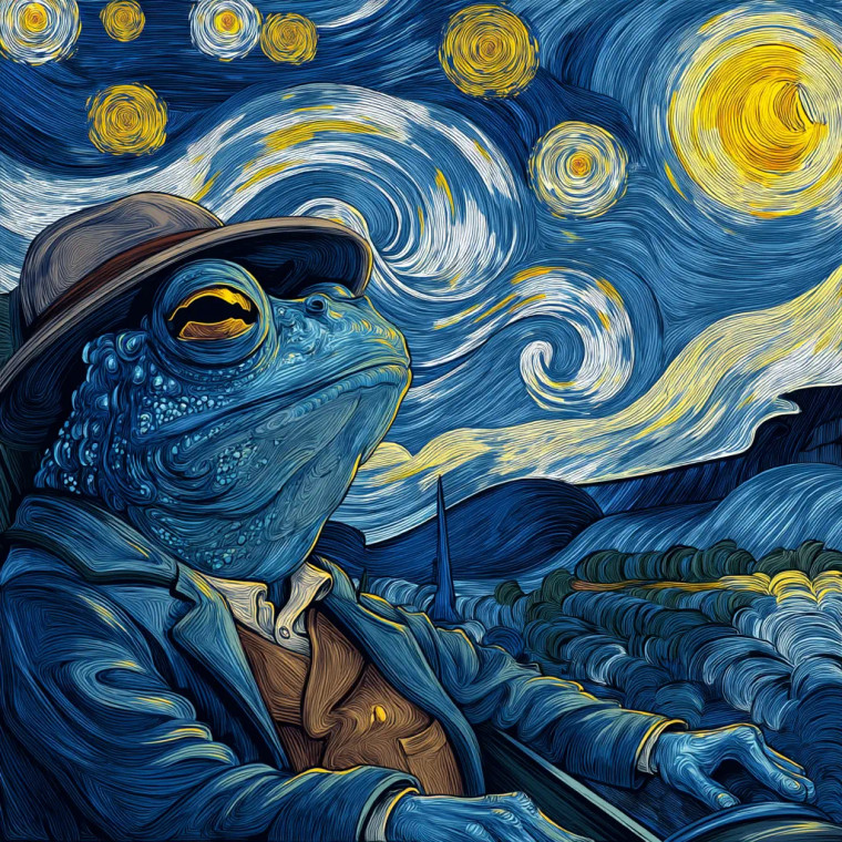 Van Gogh Frog Vinyl Car Decal Sticker – Waterproof & UV-Resistant 8"