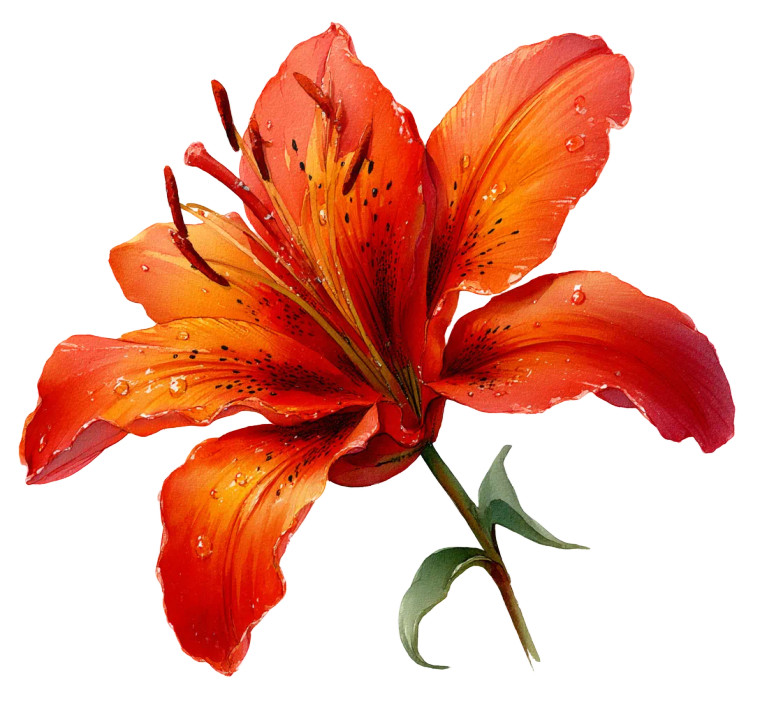 Orange-Red Lily Vinyl Car Decal Sticker – Waterproof & UV-Resistant 8"