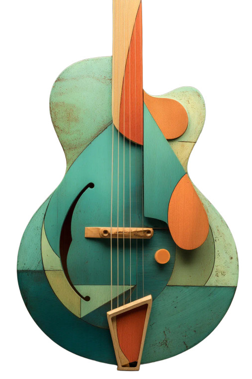 Art Deco Guitar Vinyl Car Decal Sticker – Waterproof & UV-Resistant 8"