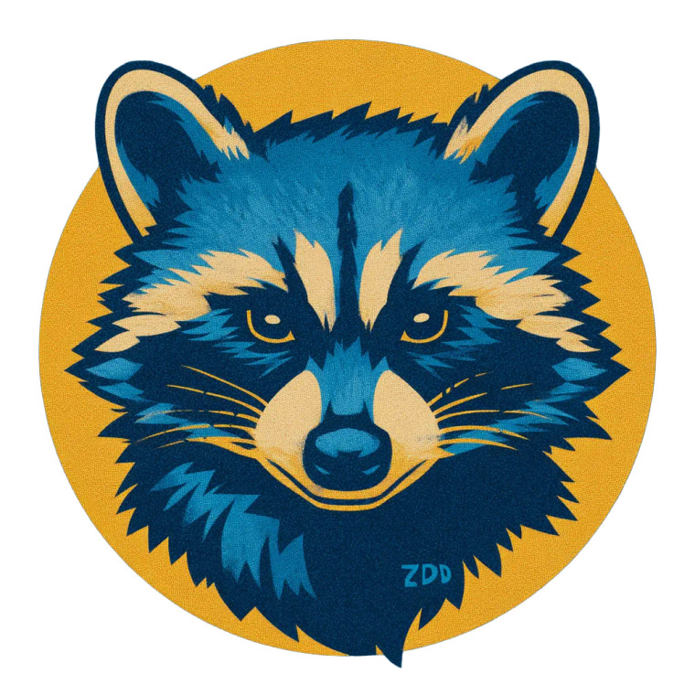 Zdb Raccoon Logo Vinyl Car Decal Sticker – Waterproof & UV-Resistant 8"