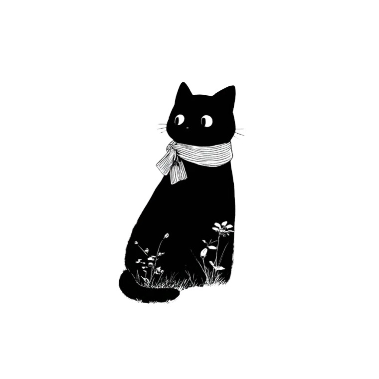 Black Cat With Scarf Vinyl Car Decal Sticker – Waterproof & UV-Resistant 8"