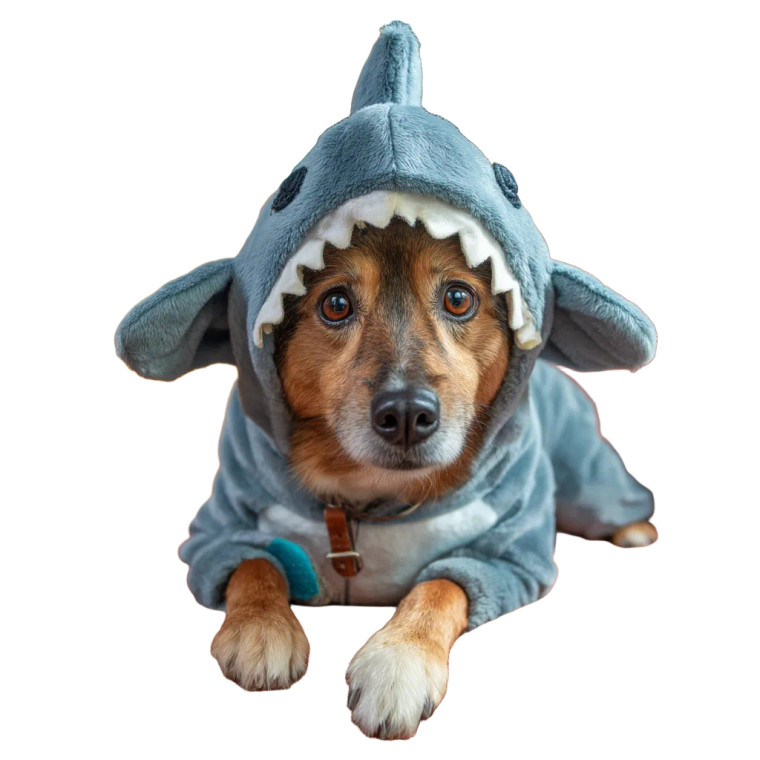 Shark Costume Dog Vinyl Car Decal Sticker – Waterproof & UV-Resistant 8"