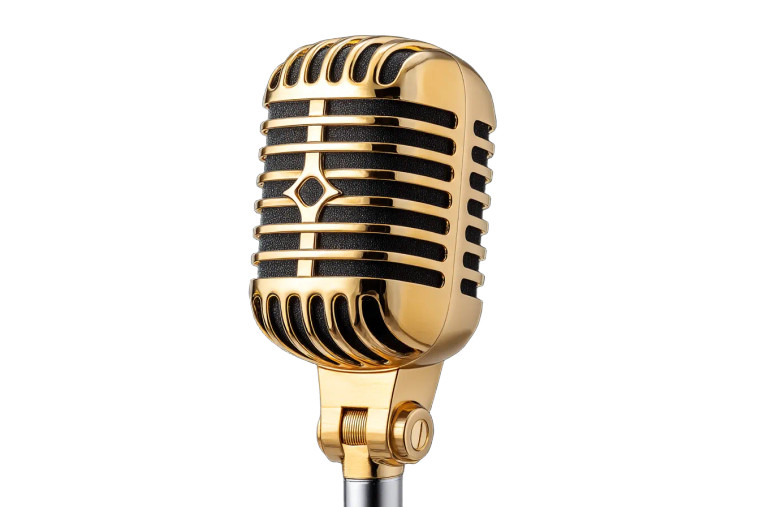 Vintage Golden Microphone V2 Vinyl Car Decal Sticker – Waterproof & UV-Resistant 8"