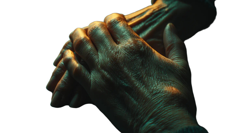 Elderly Hands Pose Vinyl Car Decal Sticker – Waterproof & UV-Resistant 8"