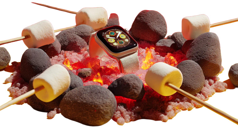 Whimsical Apple Watch Scene Vinyl Car Decal Sticker – Waterproof & UV-Resistant 8"