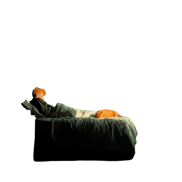 Sleeping Teen With Cat Vinyl Car Decal Sticker – Waterproof & UV-Resistant 8"