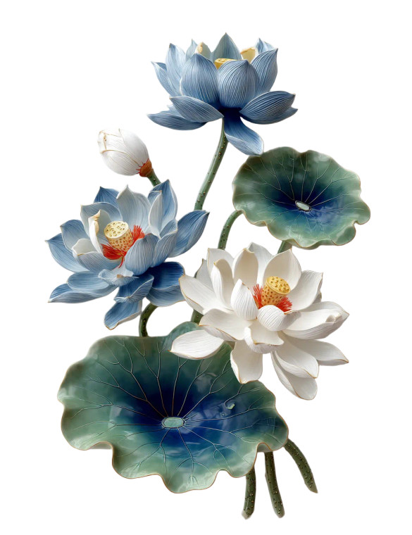 Chinese Ceramic Lotus Vinyl Car Decal Sticker – Waterproof & UV-Resistant 8"