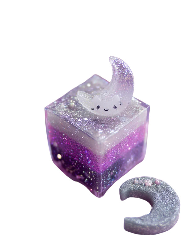 Glitter Kitty Moon Cakes Vinyl Car Decal Sticker – Waterproof & UV-Resistant 8"