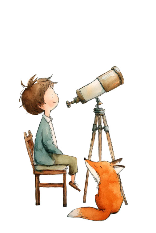 Boy With Telescope V2 Vinyl Car Decal Sticker – Waterproof & UV-Resistant 8"