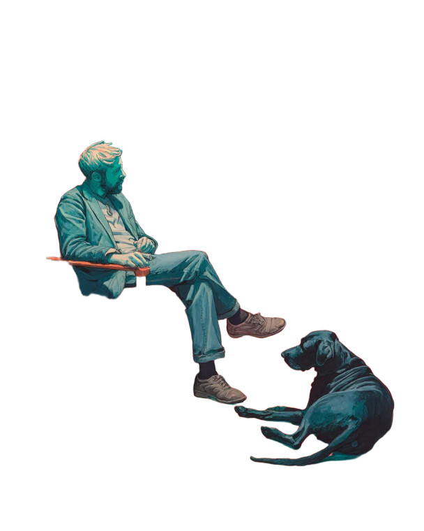 Man And Dog Vinyl Car Decal Sticker – Waterproof & UV-Resistant 8"