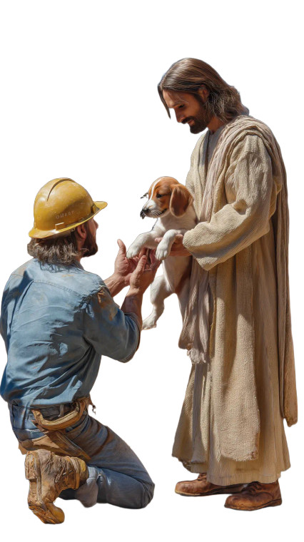 Jesus With Puppy Vinyl Car Decal Sticker – Waterproof & UV-Resistant 8"