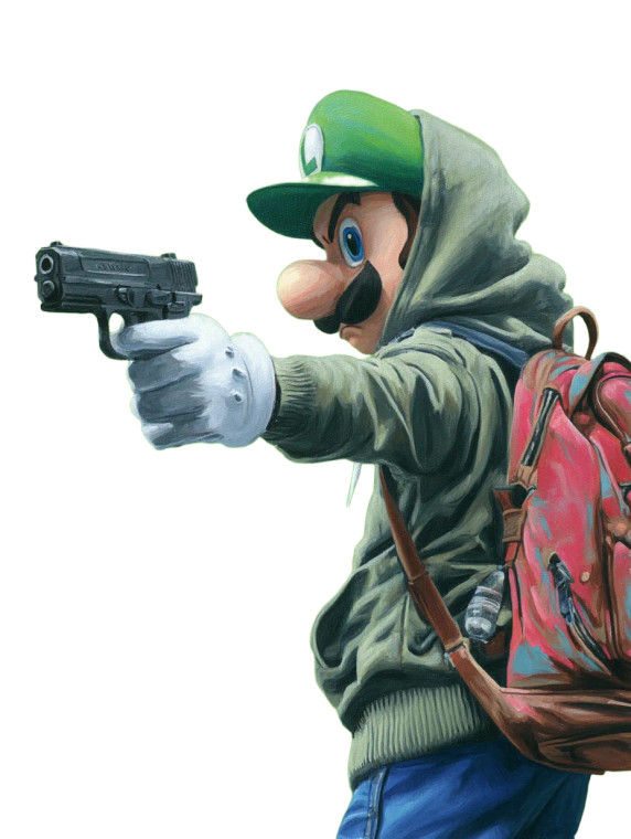 Luigi Aiming Pistol Vinyl Car Decal Sticker – Waterproof & UV-Resistant 8"
