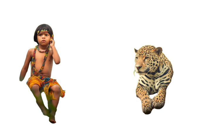 Indigenous Boy And Leopard Vinyl Car Decal Sticker – Waterproof & UV-Resistant 8"