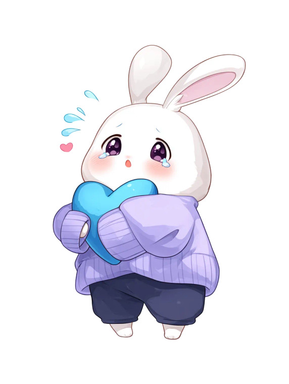Chibi Bunny Hugging Heart Vinyl Car Decal Sticker – Waterproof & UV-Resistant 8"