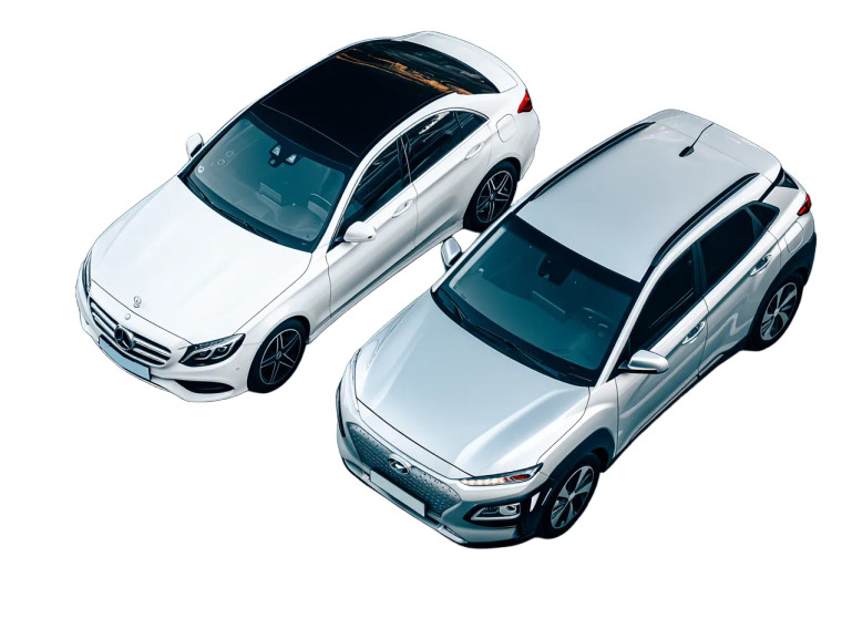 White Cars Parked Vinyl Car Decal Sticker – Waterproof & UV-Resistant 8"