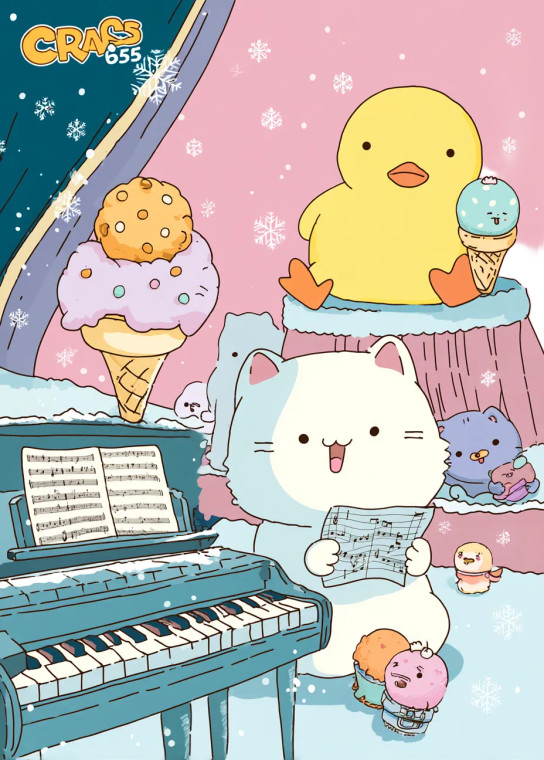 Cute Cat Pianist Vinyl Car Decal Sticker – Waterproof & UV-Resistant 8"