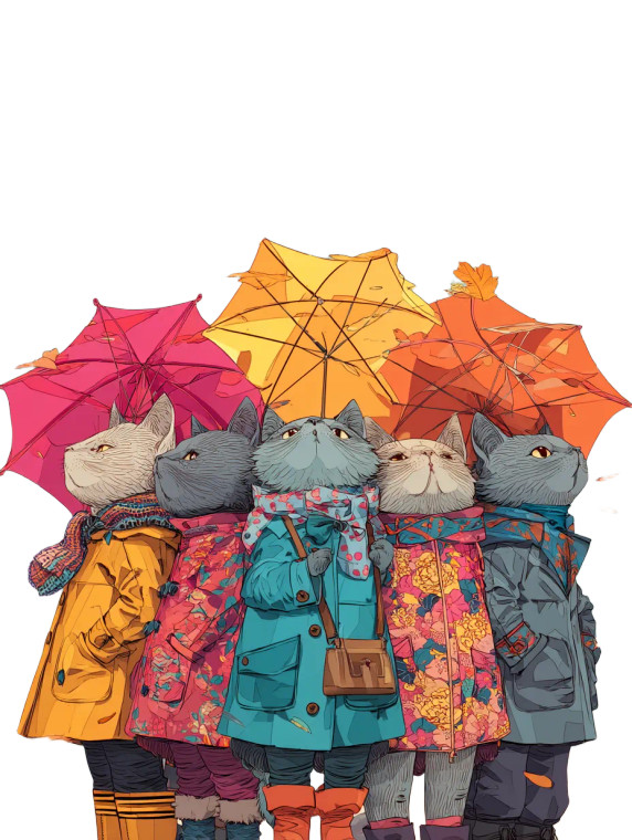Dressed Cats In Rain Vinyl Car Decal Sticker – Waterproof & UV-Resistant 8"