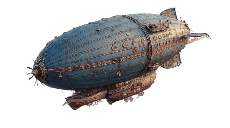 Futuristic Steampunk Airship Vinyl Car Decal Sticker – Waterproof & UV-Resistant 8"