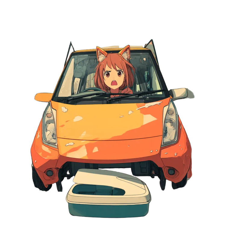 Anime Cat-Car Confusion Vinyl Car Decal Sticker – Waterproof & UV-Resistant 8"