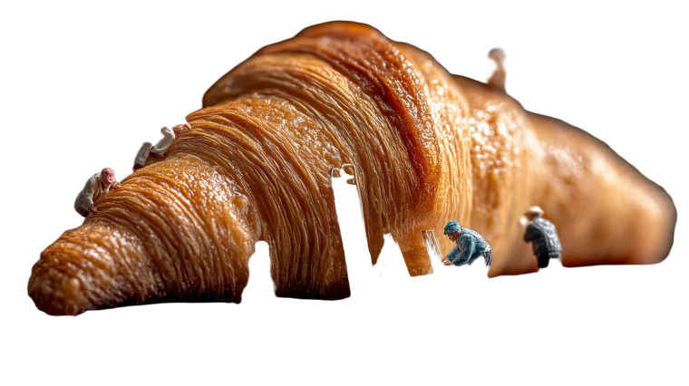 Miniature Croissant Scene Vinyl Car Decal Sticker – Waterproof & UV-Resistant 8"
