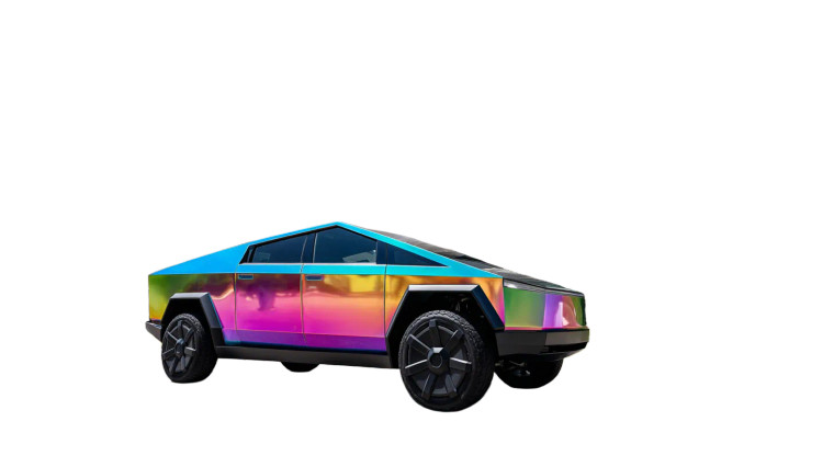 Iridescent Cybertruck Vinyl Car Decal Sticker – Waterproof & UV-Resistant 8"