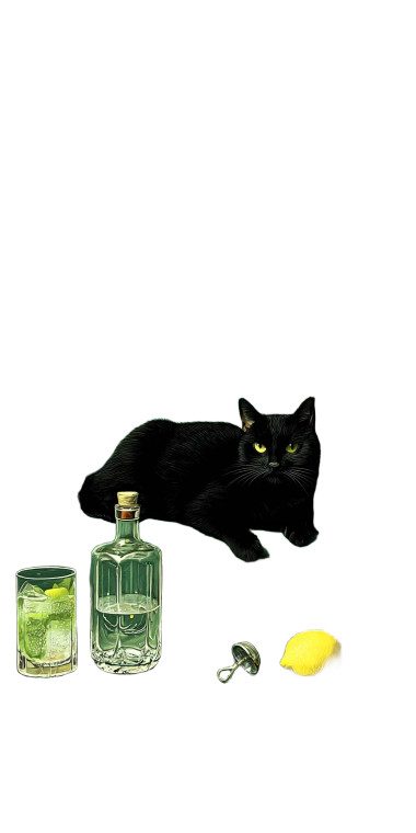 Cocktail Cat Art Vinyl Car Decal Sticker – Waterproof & UV-Resistant 8"