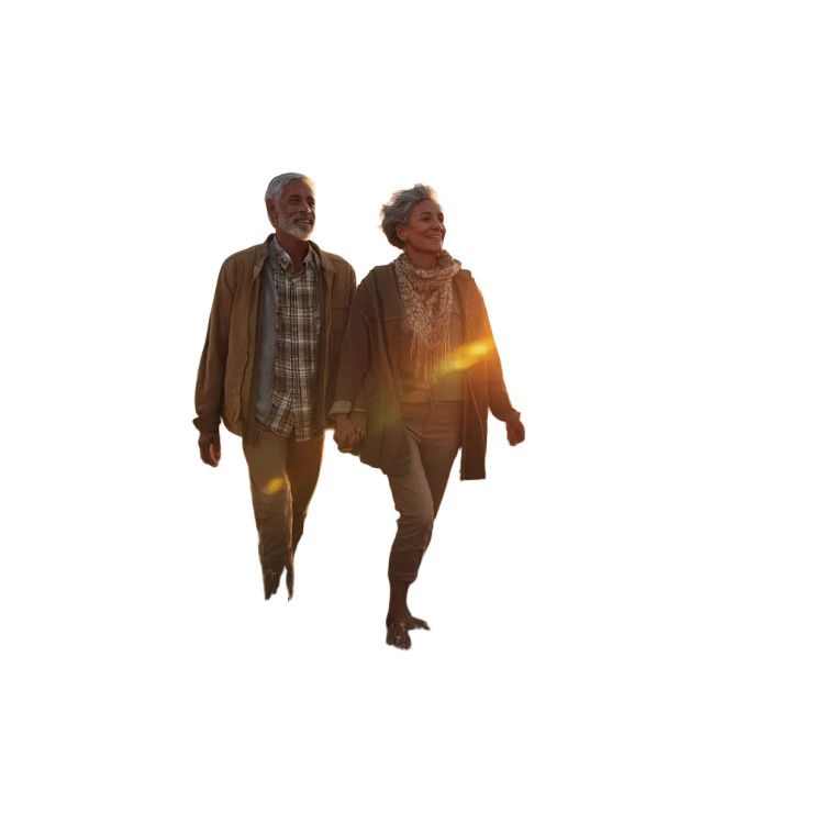 Retired Couple Walking Vinyl Car Decal Sticker – Waterproof & UV-Resistant 8"