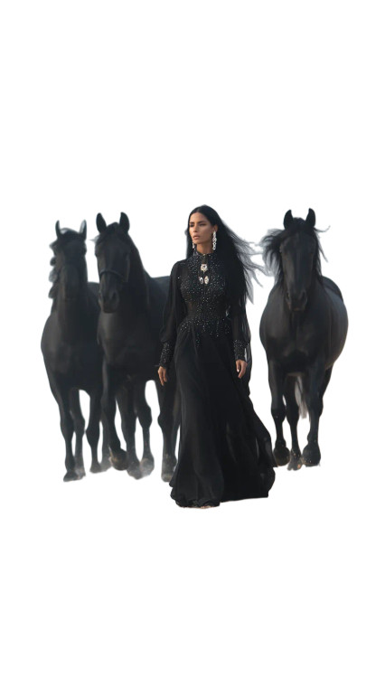 Arab Woman With Horses Vinyl Car Decal Sticker – Waterproof & UV-Resistant 8"