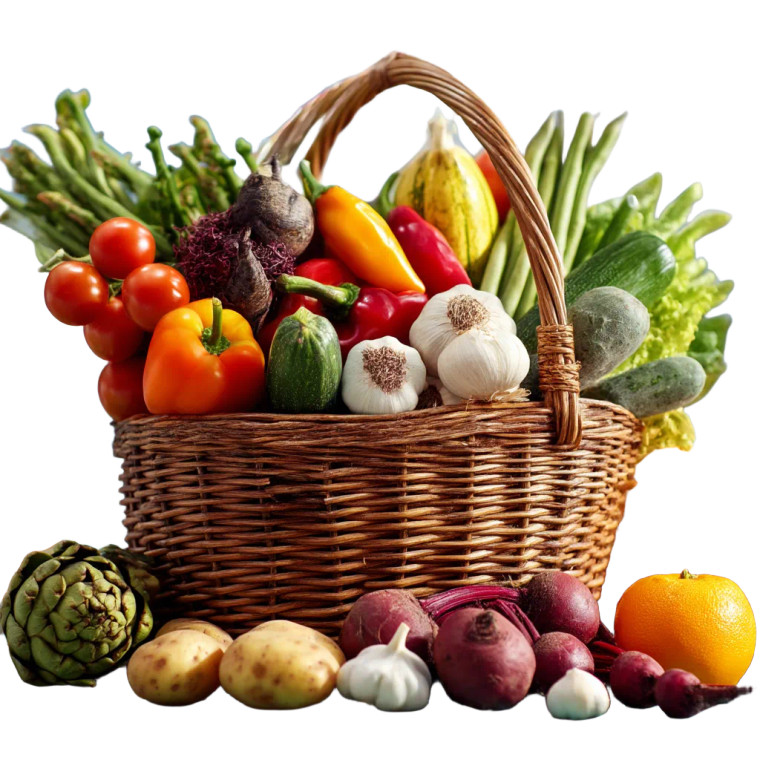 Colorful Produce Basket Vinyl Car Decal Sticker – Waterproof & UV-Resistant 8"