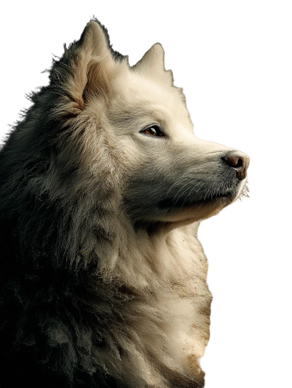 Fluffy Samoyed Dreamscape Vinyl Car Decal Sticker – Waterproof & UV-Resistant 8"