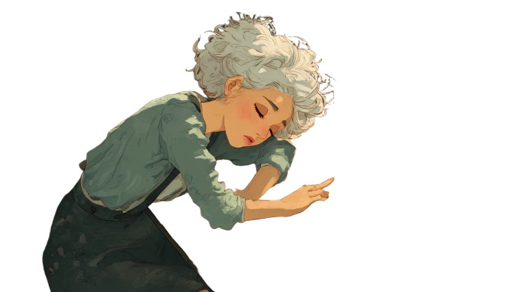 Dreamy Silver-Haired Girl Vinyl Car Decal Sticker – Waterproof & UV-Resistant 8"