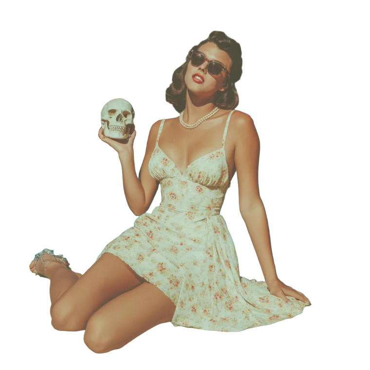 Woman With Skull Vinyl Car Decal Sticker – Waterproof & UV-Resistant 8"