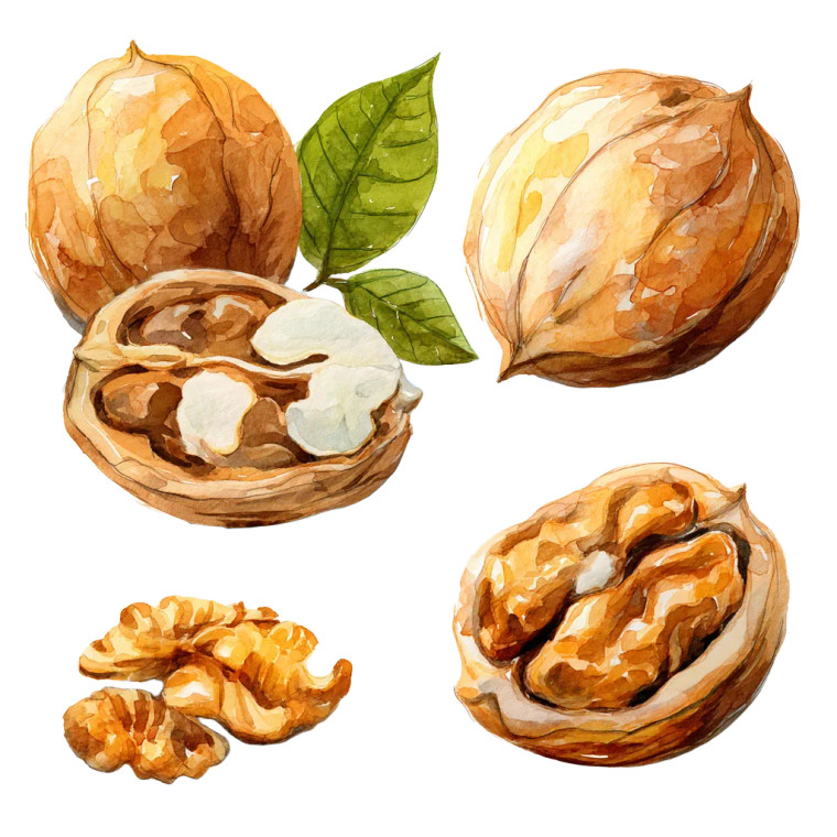 Watercolor Walnuts Vinyl Car Decal Sticker – Waterproof & UV-Resistant 8"